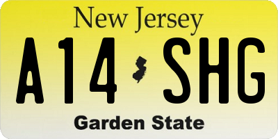 NJ license plate A14SHG