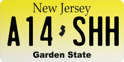 NJ license plate A14SHH