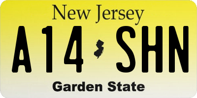 NJ license plate A14SHN