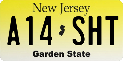 NJ license plate A14SHT
