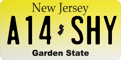 NJ license plate A14SHY