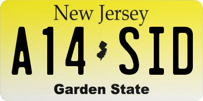 NJ license plate A14SID