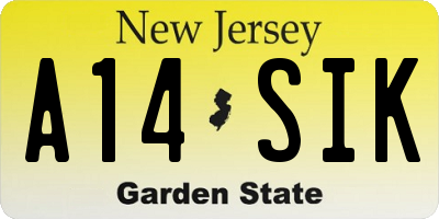 NJ license plate A14SIK