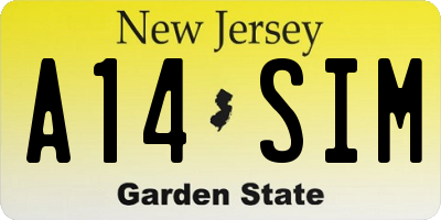 NJ license plate A14SIM