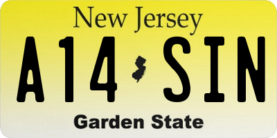 NJ license plate A14SIN