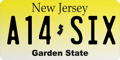 NJ license plate A14SIX