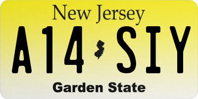 NJ license plate A14SIY
