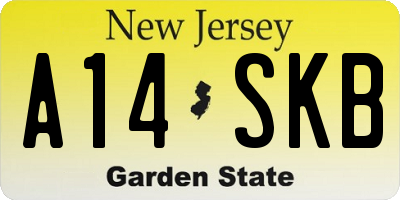 NJ license plate A14SKB