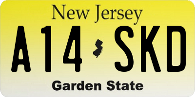 NJ license plate A14SKD