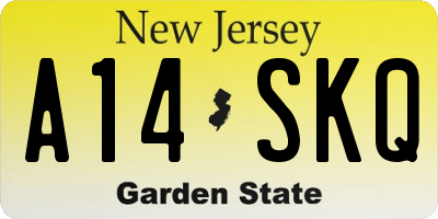 NJ license plate A14SKQ