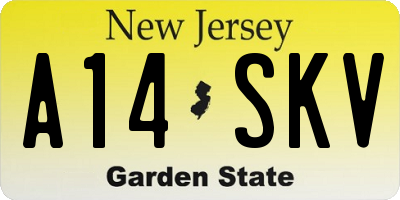 NJ license plate A14SKV