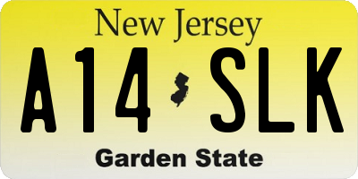 NJ license plate A14SLK
