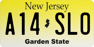 NJ license plate A14SLO