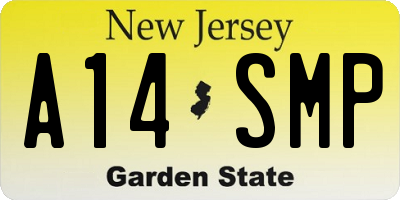 NJ license plate A14SMP
