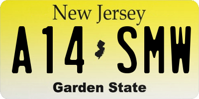 NJ license plate A14SMW