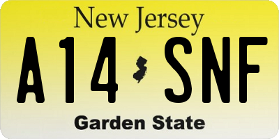 NJ license plate A14SNF