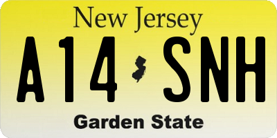 NJ license plate A14SNH