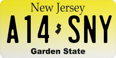 NJ license plate A14SNY