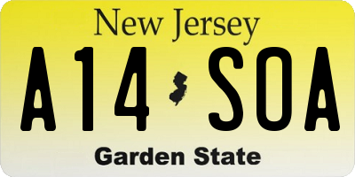 NJ license plate A14SOA