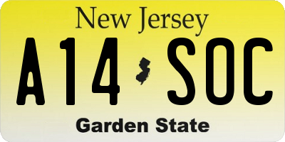 NJ license plate A14SOC