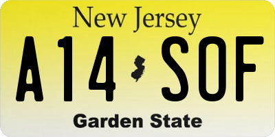NJ license plate A14SOF