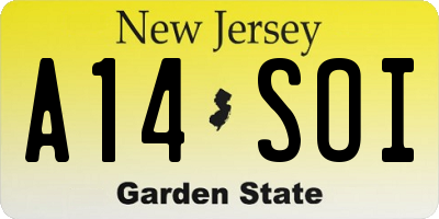 NJ license plate A14SOI