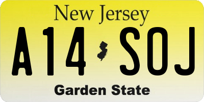 NJ license plate A14SOJ