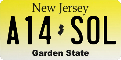 NJ license plate A14SOL