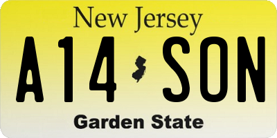 NJ license plate A14SON