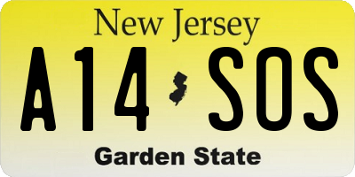 NJ license plate A14SOS