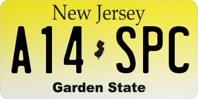 NJ license plate A14SPC