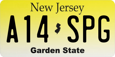 NJ license plate A14SPG
