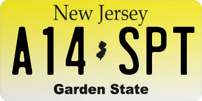 NJ license plate A14SPT