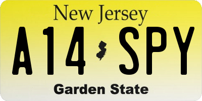 NJ license plate A14SPY