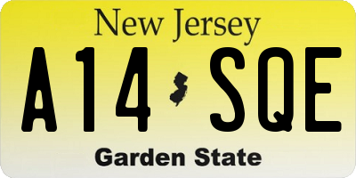 NJ license plate A14SQE