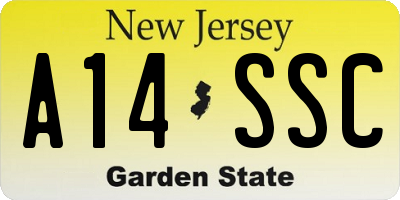 NJ license plate A14SSC