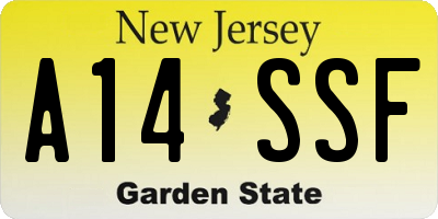 NJ license plate A14SSF