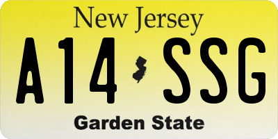NJ license plate A14SSG