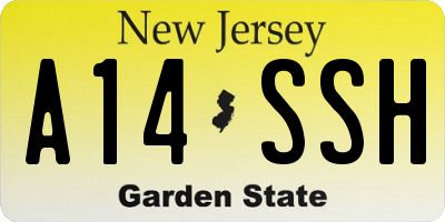 NJ license plate A14SSH