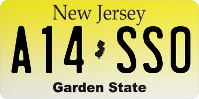 NJ license plate A14SSO