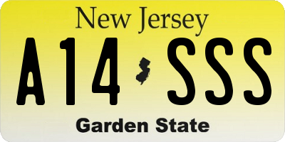 NJ license plate A14SSS