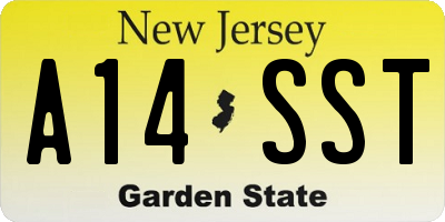 NJ license plate A14SST