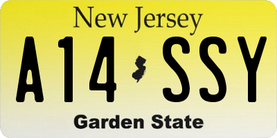 NJ license plate A14SSY