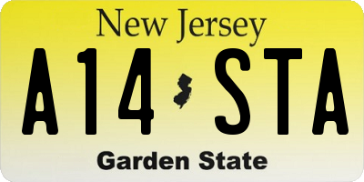 NJ license plate A14STA