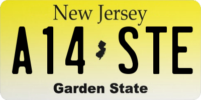 NJ license plate A14STE