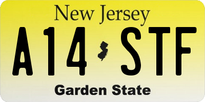 NJ license plate A14STF