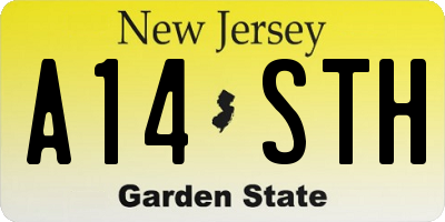 NJ license plate A14STH