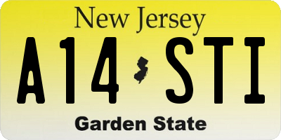 NJ license plate A14STI