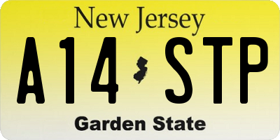 NJ license plate A14STP