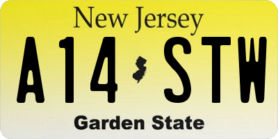 NJ license plate A14STW